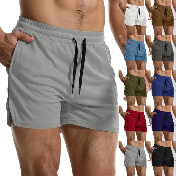 JoveMarine Men's Quick Dry Mesh Training Pants Breathable Running Shorts for Fitness and Sports Thin Casual Summer Pants Army Green L