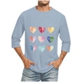 thumbnail image 1 of Camisas de Manga Larga para los Hombres Día de San Valentín Impresión Cuello Redondo Moda Casual, Mezcla de Poliéster de Lino de Algodón para Primavera Verano, 1 of 8
