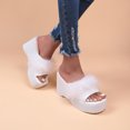 thumbnail image 5 of Summer Saving Clearance! Itsun Women's Wedge Sandals Women's Wedge-Heeled Plush Slippers High-Heeled Shoes Platform Beach Sandals White US Size 7.5, 5 of 5