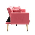 thumbnail image 5 of Velvet Futon Sofa Bed, 65" Convertible Sleeper Sofa with Adjustable Backrest, Loveseat Sofa with 2 Pillows and Gold Metal Legs, 2-Seater Sofa Couch for Living Room Bedroom Office, 5 of 9
