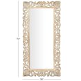 thumbnail image 3 of DecMode 36" x 72" Light Brown Washed Carved Scroll Wall Mirror, 3 of 12