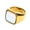 Gold Plated white, variant on Women Stainless Steel Square Ring Abalone Shell Ring Mother of Pearl Inlay Wedding Band Silver Plated white Size 12