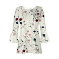thumbnail image 4 of CYMMPU Loose Fit Button V Neck Flare Sleeve 3/4 Sleeve Spring Tops Summer Fashion Shirts Floral Printed Blouses for Women Dressy Casual Tunic Tops Pleated Dressy T-Shirts Multicolor XXL, 4 of 5