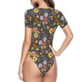 thumbnail image 4 of Naloa Colorful Flowers with Butterfly Women's Short-Sleeved Onesie, One-Piece Swimsuit for Parties, dates, clubs - XX-Large, 4 of 9