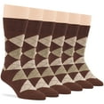 thumbnail image 6 of 7BIGSTARS KINGDOM Men's Dress Argyle Cotton Socks - 6 Pack - Large - Casual Seamless Socks Size 10-13 Shoe Size 6-12 L Brown, 6 of 7
