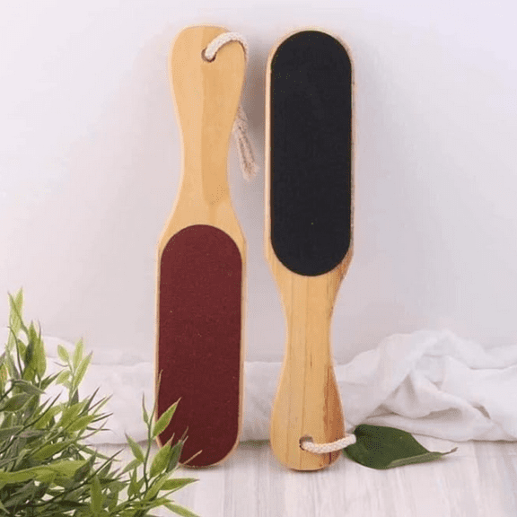Wooden Handle Dual-Sided Foot File Callus Remover, 2-Pack