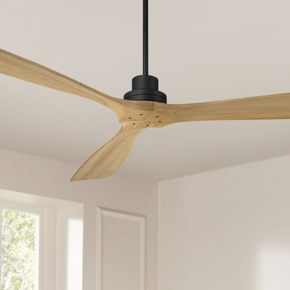 Casa Vieja 66" Delta XL Modern Indoor Outdoor Ceiling Fan 3 Blade Remote Control Matte Black Finish Wood Blades Bedroom DC Motor