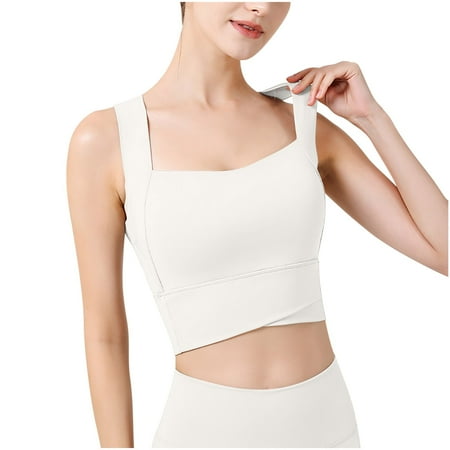 ATOYSOY Women s Seamless Tank Tops Sports Bra Everyday Bra Camisoles Clearance Underwear Breathable Comfort Bra Push Up Yoga Running Activewear Thin Lightly Wireless White L