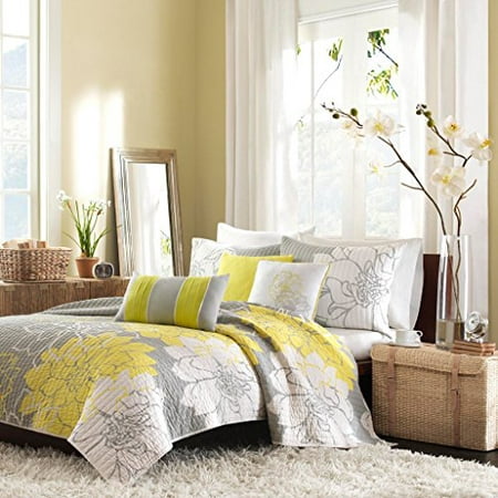 Madison Park Lola 6 Piece Quilted Coverlet Set Full Queen Yellow