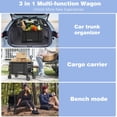 thumbnail image 3 of Raynesys 3 in 1 Collapsible Wagon Converts to Bench, 220lbs Foldable Wagon Cart with Wheels, 120L Utility Shopping Cart for Groceries Beach Garden Camping Sport, Black, 3 of 9
