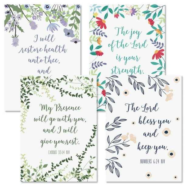 Get Well Soon Faith Cards With Scripture- Set of 8 (2 each of 4 Designs ...