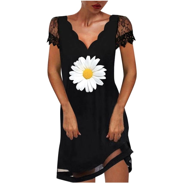 Moda mujer Sexy Casual Wave-Cuello estampado vestido ahuecado manga Mini vestido Fridja qw4795