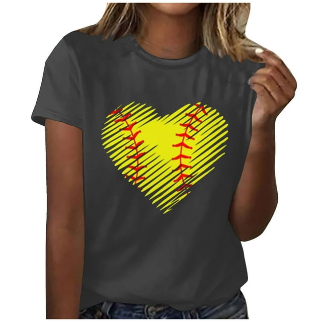 EQWLJWE Hauts d'Été pour Femmes Hauts pour Femmes en Liquidation Mode Femmes Été Ample Imprimé Col Rond T-Shirt Manches Courtes Blouse Décontractée