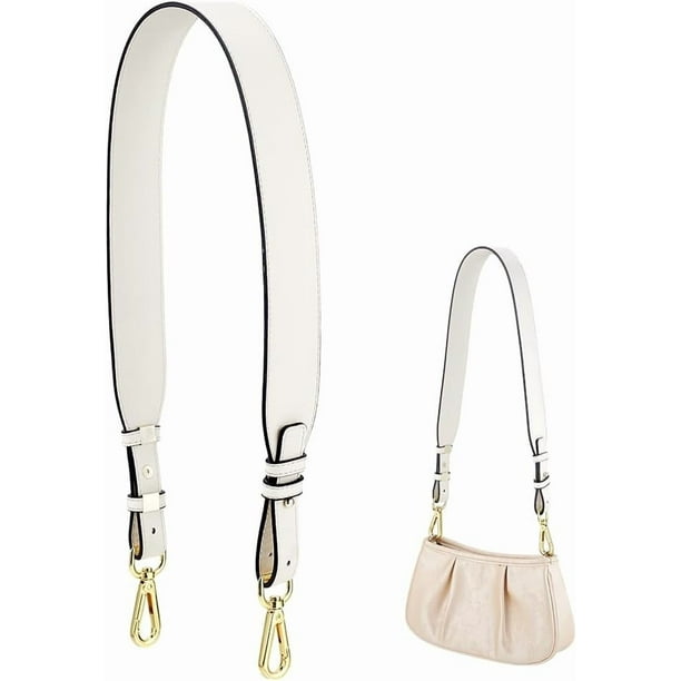 Correa ajustable para bolso de mano de 76 a 80 cm (30 a 31,5 pulgadas). Asa de piel auténtica de 4 cm (1,5 pulgadas) de ancho. Asa blanca para bolso.