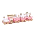 thumbnail image 1 of Wartleves Tren de Navidad de madera rosa, mini tren de madera, juego de tren de juguete rosa con muñeco de nieve, juego de tren navideño de 4 secciones, modelo de tren, mesa de Navidad, decoración de, 1 of 1