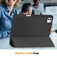 thumbnail image 5 of ELEHOLD for iPad Pro 11 inch 2024 Tri-fold Leather with Pencil Holder Case Kickstand Magnetic Folio Slim Shockproof TPU Cover for iPad Pro 11" 2024,Black, 5 of 10
