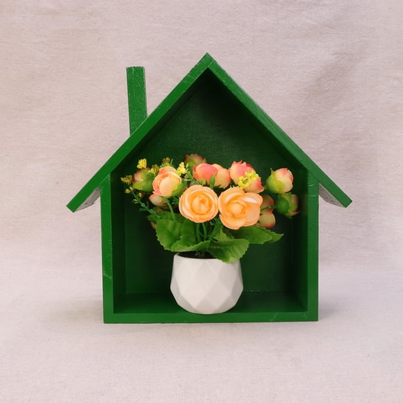 Milisten Small Shelf Unit Wood House Shape Display Box for Office Students 1Pack