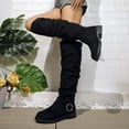 thumbnail image 6 of Lovzfmll Knee High Boots for Women, Round Toe Belt Buckle Western Cowboy Warm Slouch Boots, Chunky Heel Fall Winter Shoes, 5.5, Black, 6 of 8
