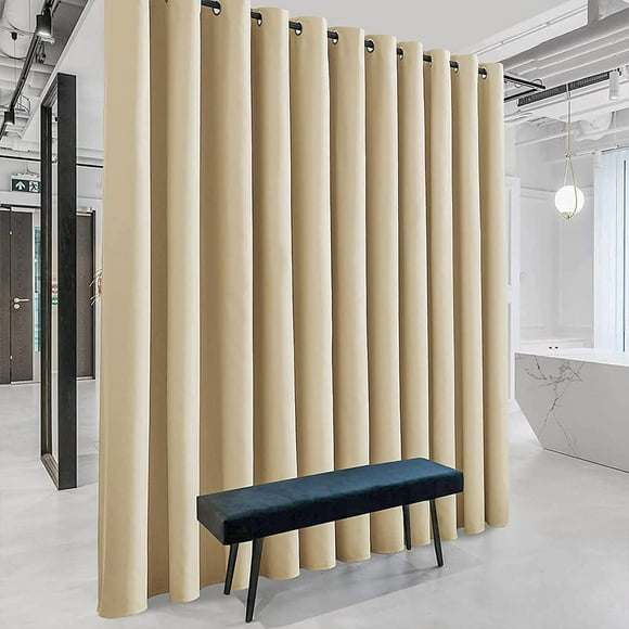 ZMLEVE Room Divider Curtains - Extra Wide Blackout Privacy Blackout Room Separator Curtains for Living Room Share Bedroom Party Home Theatre Backdrop Garage, 1 Panel, Beige, 20ft Wide x 7ft Long