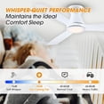 thumbnail image 2 of Parrot Uncle Ceiling Fans with Lights 52 Inch White Low Profile Ceiling Fan with Remote Control for Bedroom Flush Mounted, Dimmable LED Light, 2 of 9