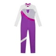 thumbnail image 6 of YiZYiF Kids Girls Long Sleeve Shiny Rhinestone Gymnastics Leotard Full Body Figure Skating Jumpsuit Purple 12, 6 of 7