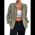 thumbnail image 3 of 1 Chaqueta con Capucha A Rayas para Mujer, Cárdigan Fino y Holgado de Verano, Talla Pequeña, Larga Verde XL, 3 of 10