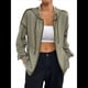 thumbnail image 3 of 1 Chaqueta con Capucha A Rayas para Mujer, Cárdigan Fino y Holgado de Verano, Talla Pequeña, Larga Verde XL, 3 of 10