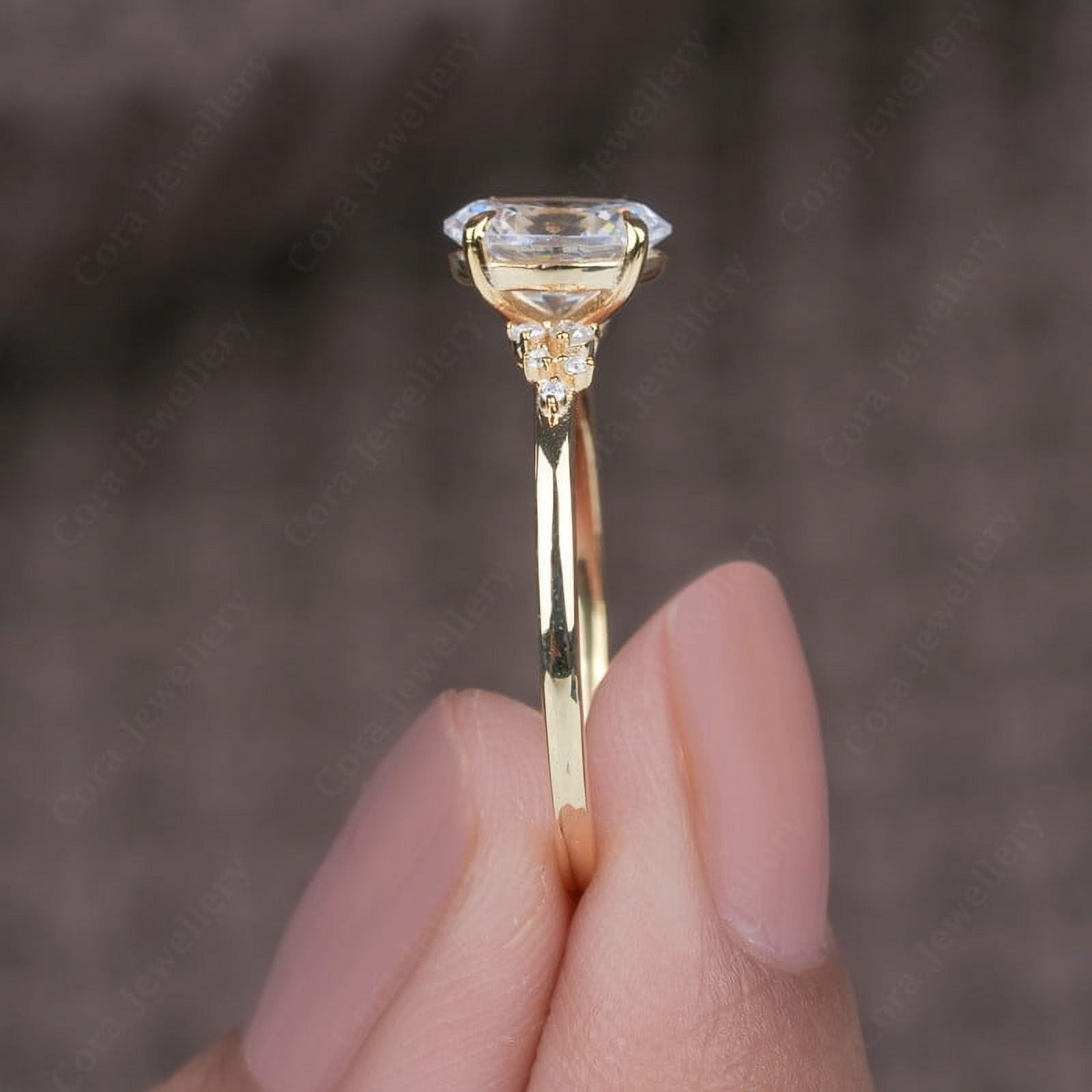 Cora Jewellery 1.32CT Snow Drift style Oval Moisanite Engagement Ring For Women, 14K Yellow Gold