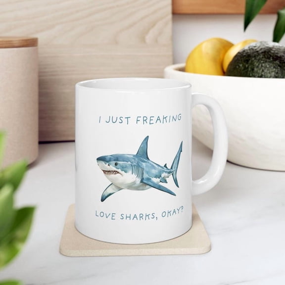 Jaws S1HArk Week Mug Funny Ceramic Mug Cute Ocean Animal Coffee Cup Unique Sea Creature Tea Mug Quirky M1ARINe L1ife Gift FiS1H Lover Drinkware
