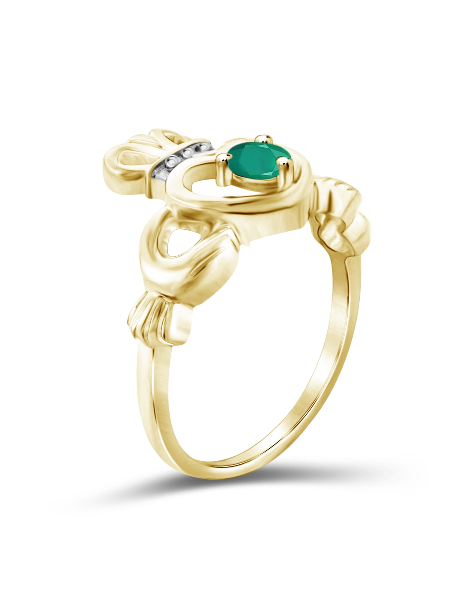 JewelersClub 0.28 Carat T.G.W. Emerald 14K Gold Over Silver Heart Crown Ring
