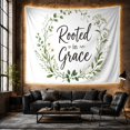 thumbnail image 6 of Rooted in Grace Script on White Background, Peaceful Rustic for Faith Lovers, Botanical Wreath Wall Art, Easter Gift, Tapestry Wall Hanging for Bedroom and Living Room, 6 of 7