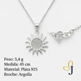 thumbnail image 2 of Collar De Sol Con Centros De Zirconia Para Mujer Plata 925 Plateado, 2 of 5