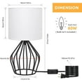 thumbnail image 4 of 2 Pack Boho Style Table Lamps w/ Black Metal Cage Base Bedside Lamp for Den Dorm, 4 of 9