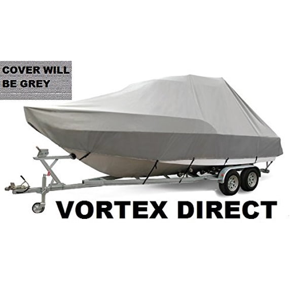 VORTEX HEAVY DUTY GREY / GRAY T-TOP CENTER CONSOLE BOAT COVER FOR 25' - 26' BOAT (FAST SHIPPING - 1 TO 4 BUSINESS DAY DELIVERY)