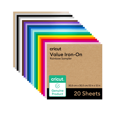 Cricut Value Heat Transfer Iron-On, Rainbow Sampler - 12 in x 12 in - 20 count