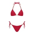 thumbnail image 5 of ClodeEU Women's Plus Size Color Block Halter Neck Bikini Set with Bow ,Loose Fit Sexy Comfortable Two Piece Swimsuit Red,Womens Plus L, 5 of 6