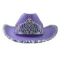 thumbnail image 4 of Prolriy Cowboy Hat Women's Sequin Crown Cowboy Hat Western Cowboy Hats for Women Purple, 4 of 6