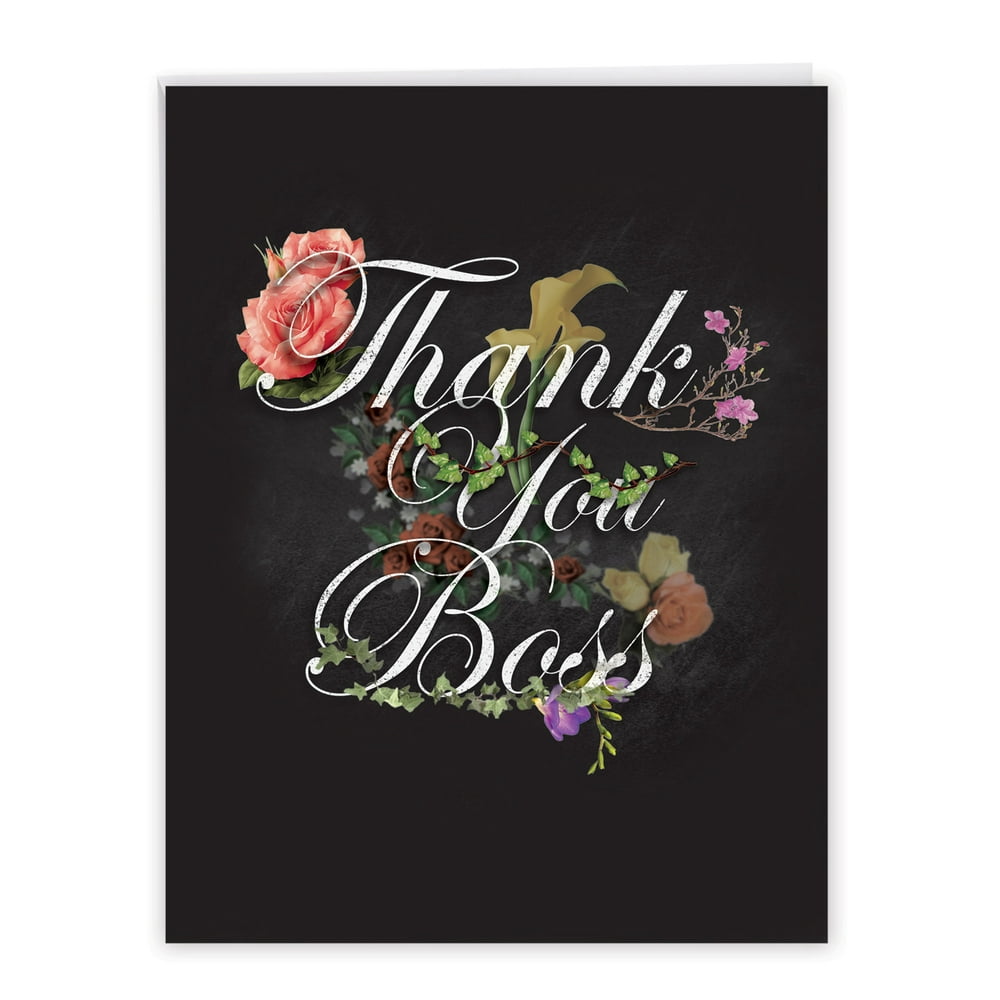 Jumbo Thank You Boss Card (8.5" x 11") Large Chalkboard Floral Thank