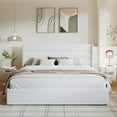 thumbnail image 3 of Amolife King Size Velvet Lift up Hydraulic Storage Platform Bed Frame with Panel Upholstered Wingback Headboard, Pure White, 3 of 13