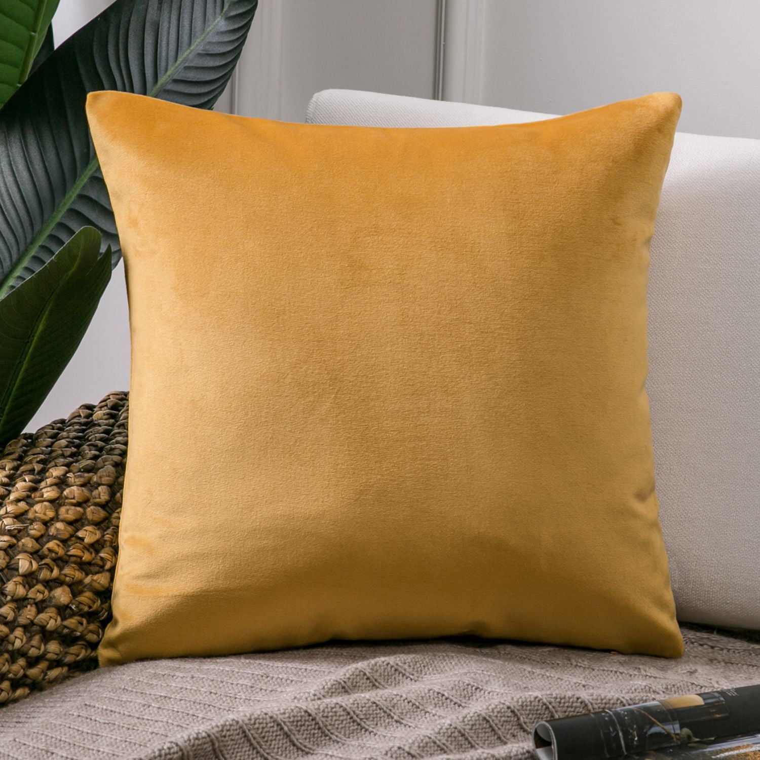 Phantoscope Silky Velvet Decorative Throw Pillow, 20 x 20 in, Orange, 1 Pack