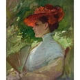 thumbnail image 2 of Frank Duveneck 15x17 Black Ornate Wood Framed Double Matted Museum Art Print Titled - Lady with a Red Hat (Portrait of Maggie Wilson) (C. 1904), 2 of 5