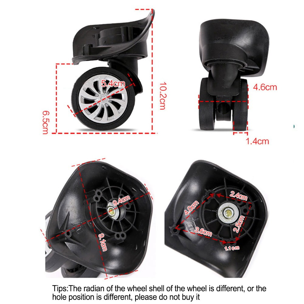 4 Pieces Replacement Luggage Suitcase Wheels Repair Parts Swivel Wheel Black Casters for Travel Box Trolley Suitcase Accessory, 4x2.55inch