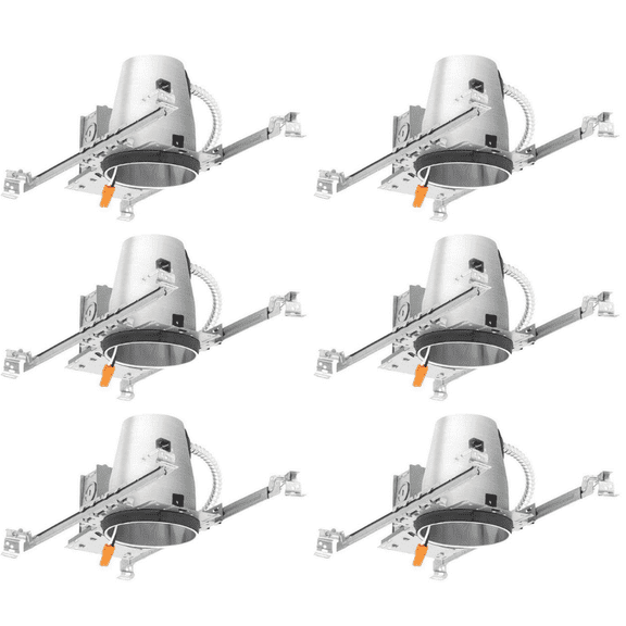 Four Bros Lighting LED-4-NC-IC/6PK New Construction LED Recessed Can Light - 4 Inch - IC Airtight Housing - Pack of 6