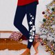 thumbnail image 4 of Gibobby pantalones nieve mujer Leggings deportivos estampados navideños de moda informal para mujer Leggings de moda (Azul marino, S), 4 of 5