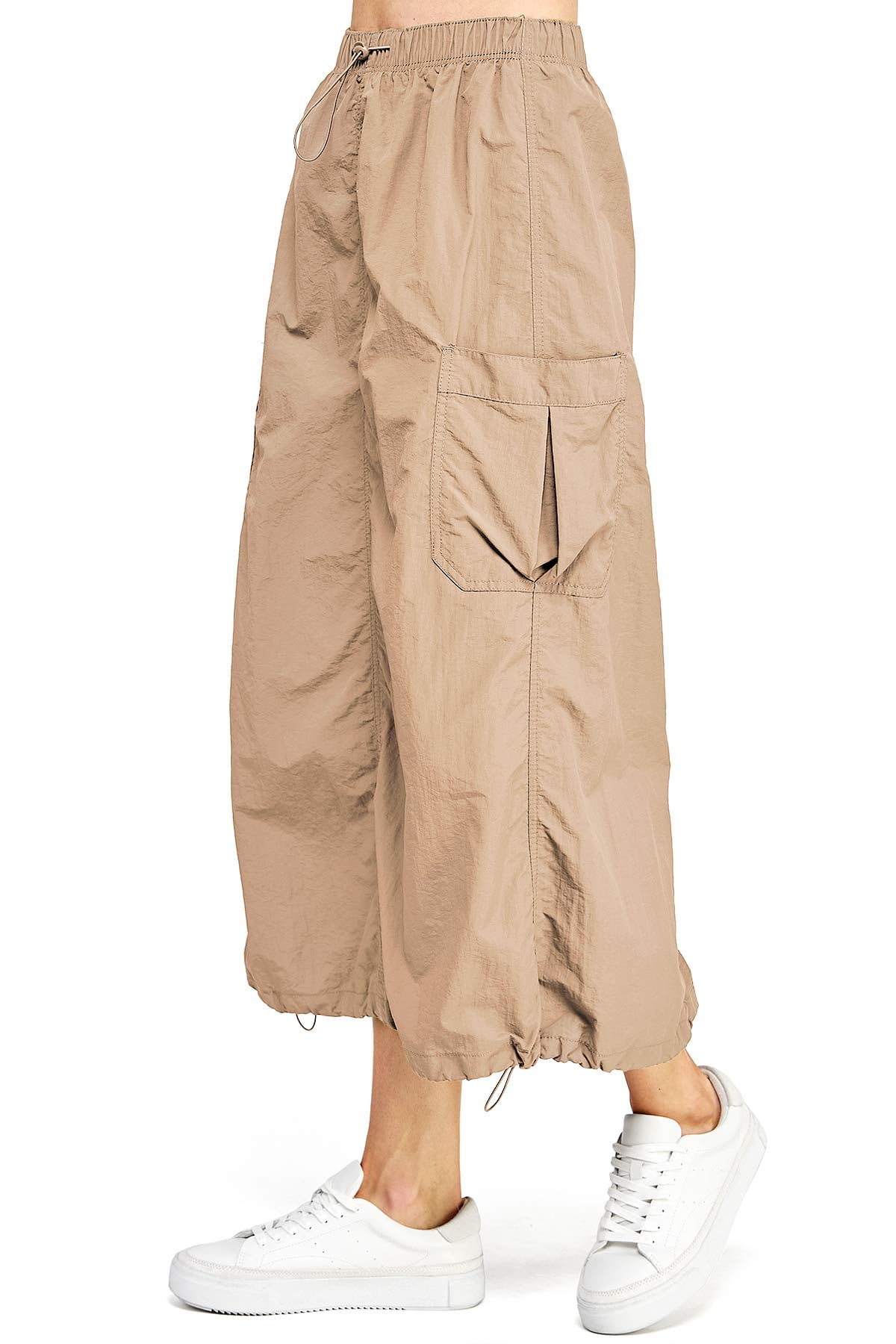 Love Tree Women's Juniors Parachute Cargo Maxi Skirt (Khaki