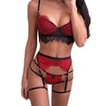thumbnail image 1 of Gibobby Sujetador De Encaje Para Mujer Liguero con Medias y Tanga Lingerie Set de Dormir Mujer Lenceria Mujer Talla Grande Mujer Sexy Bralette y Tanga Pijamas en Pareja(Rojo, M), 1 of 5
