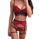 thumbnail image 1 of Gibobby Conjunto ropa interior mujer Sexy sin Lencería de Encaje para Mujer Anillo de Pijama Sexy Sexy Lencería Íntimos de una Pieza Plus Size Mujeres lencería(Rojo, G), 1 of 5