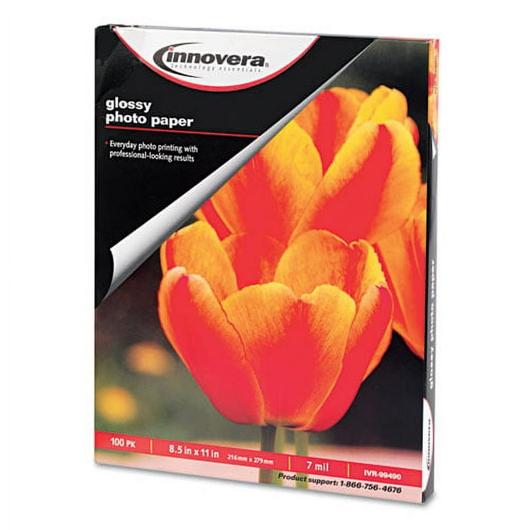 Glossy Photo Paper, 7 mil, 8.5 x 11, Glossy White, 100/Pack Glossy Photo Paper, 7 mil, 8.5 x 11, Glossy White, 100/Pack