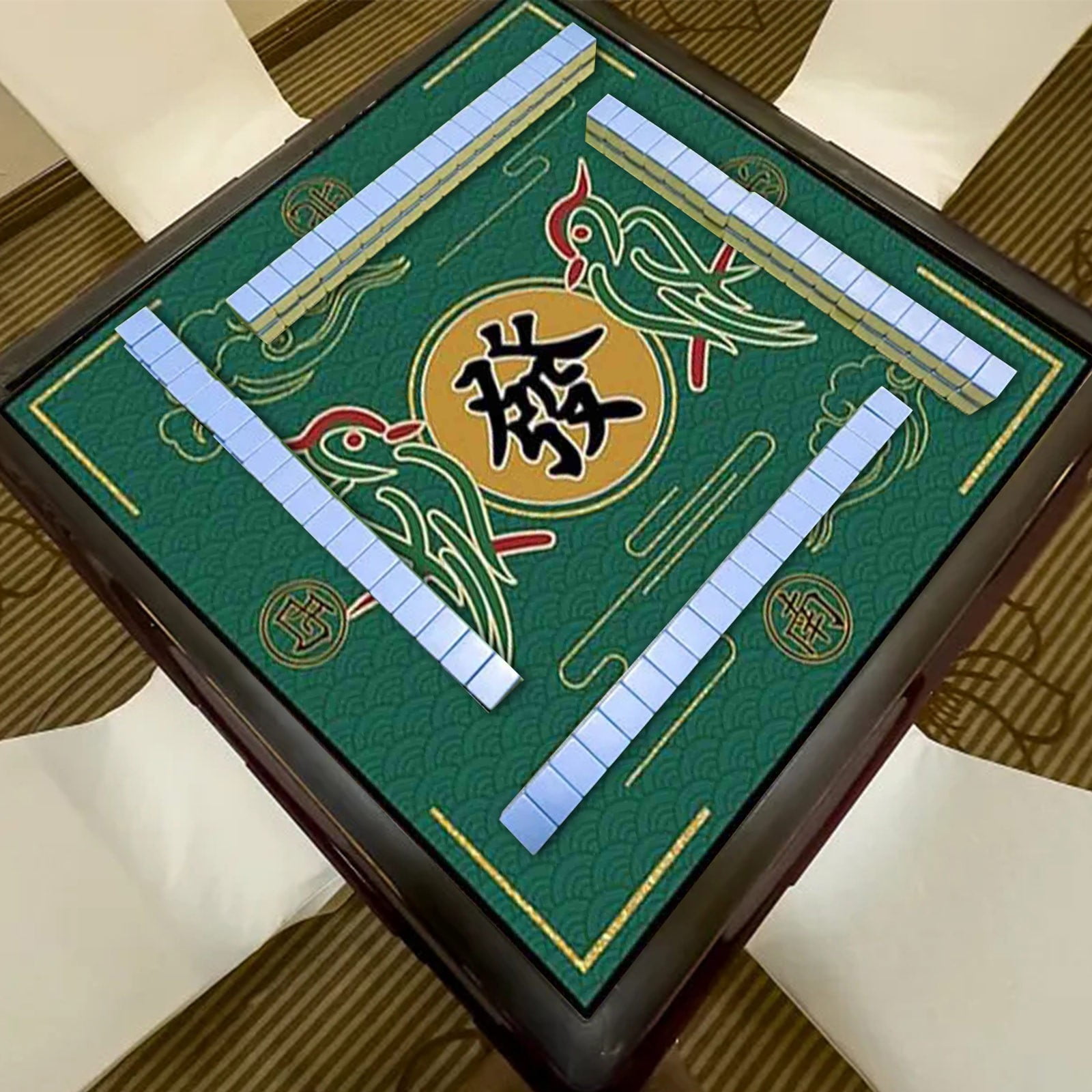 mmirethe Tapis de Mah-Jong Antidérapant Accessoires de Mah-Jong Nappe pour Jeux de Cartes de Bureau Rouge Vert 78x78cm