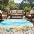 thumbnail image 5 of Blue Summer Beach 6ft Round Rugs, Coastal Starfish Shell Nautical Waves Washable Non-Slip Area Rugs for Living Room Bedroom Kitchen, Soft Low Pile Dining Room Kicthen Circle Carpet, Indoor Floor Rug, 5 of 9